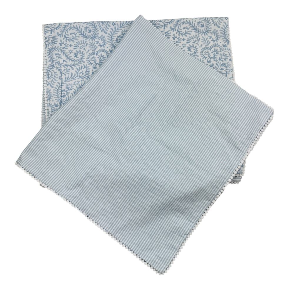 Shabby Chic 100% Cotton Floral Striped Cottagecore King Size Pillow Shams X Two